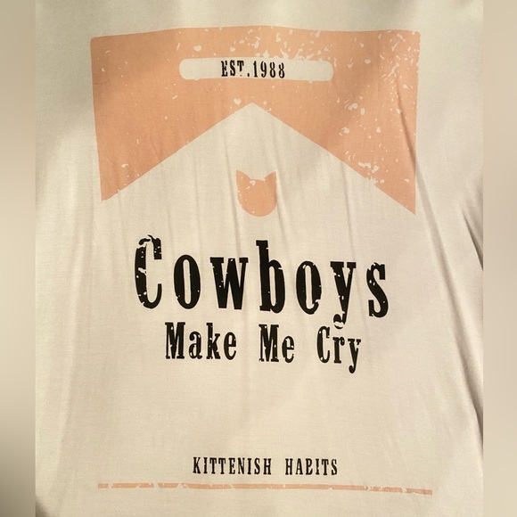 Kittenish Cowboys Make Me Cry Tshirt - Picture 2 of 2